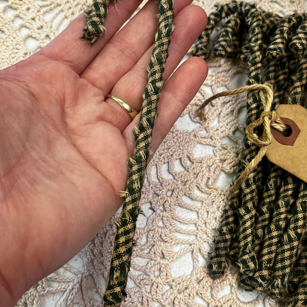 12 Primitive 6" green homespun handmade Fabric Candy Canes Ornaments farmhous… - Picture 5 of 11